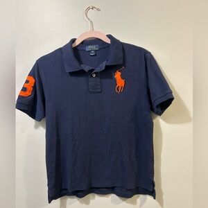 Polo by Ralph Lauren Youth M 10/12 Big Pony Navy Blue and Orange Shirt